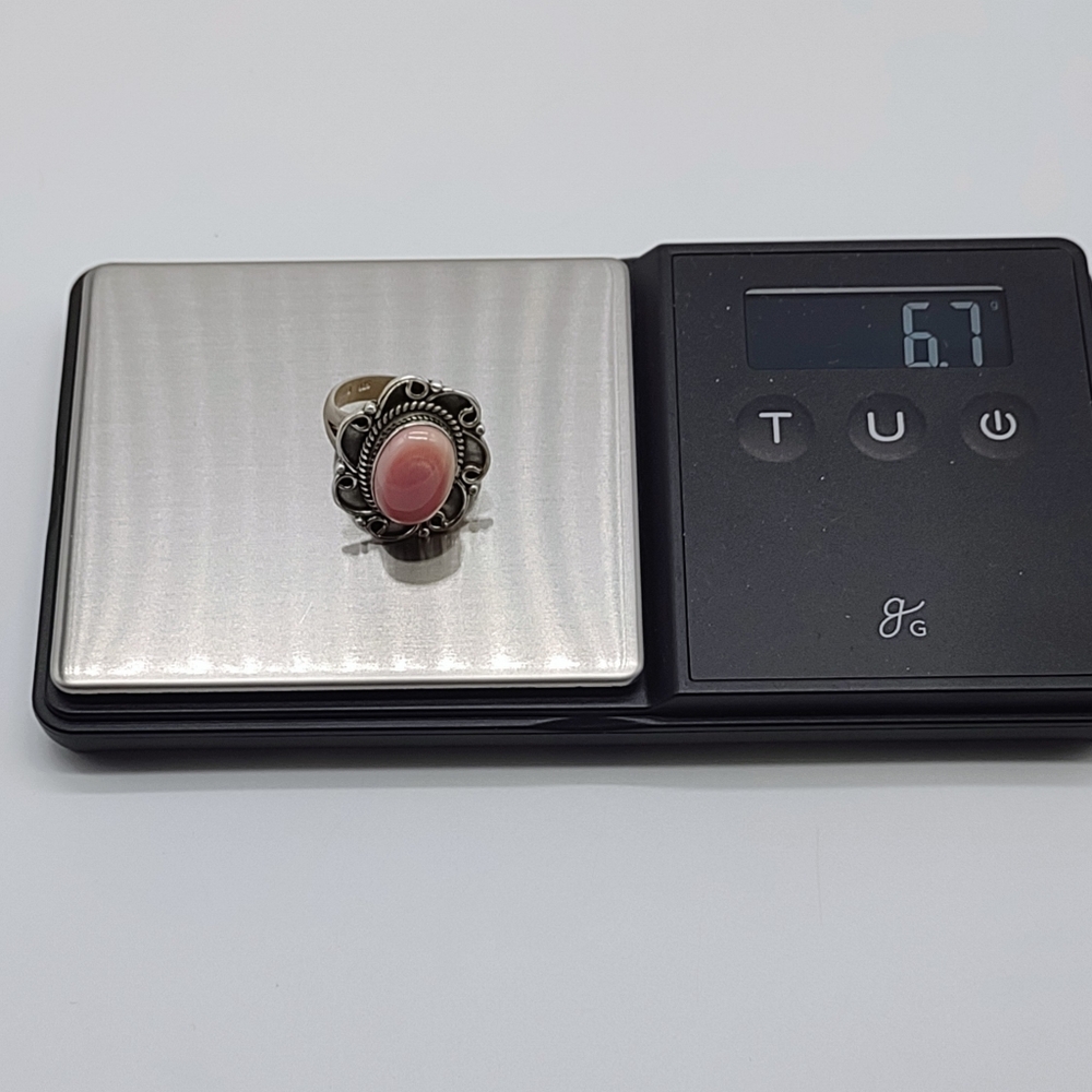 Vintage Navajo Sterling Silver Queen Pink Conch Shell Ring - Picture 7 of 9